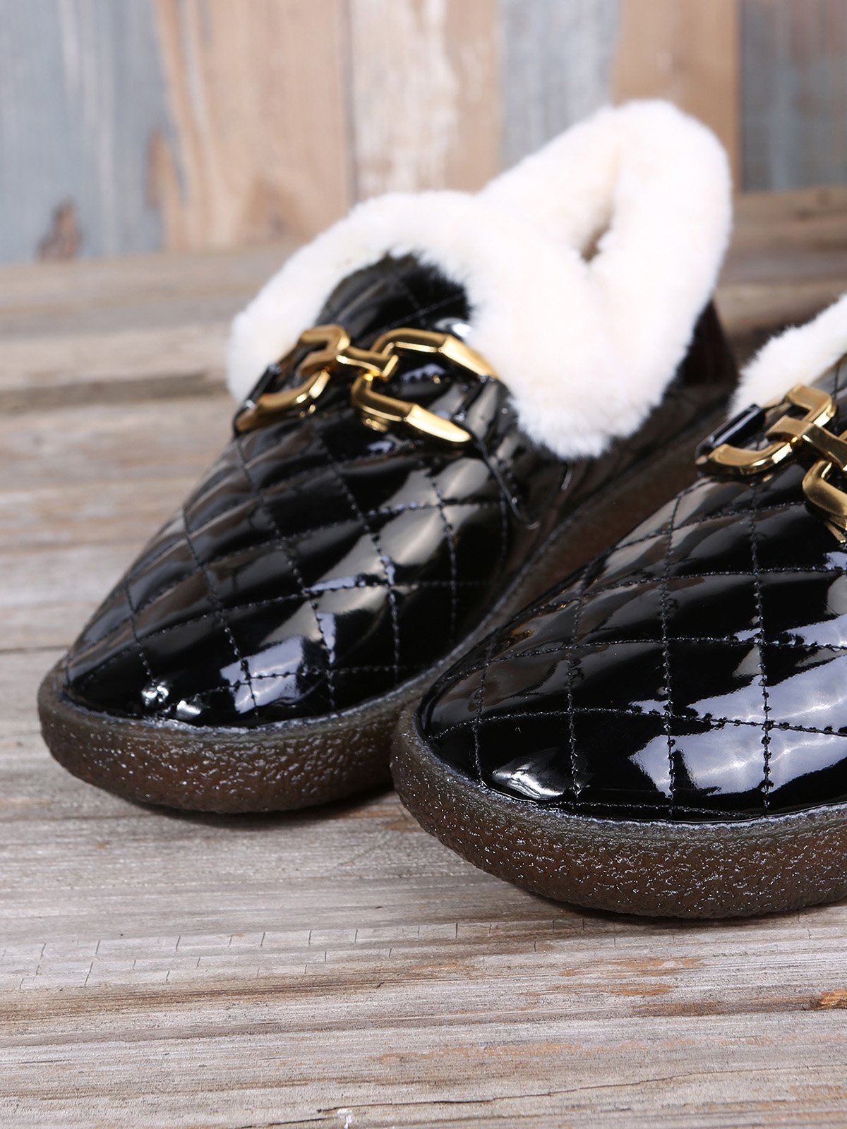 Women's Winter Furry Lined Slip On Flat Shoes