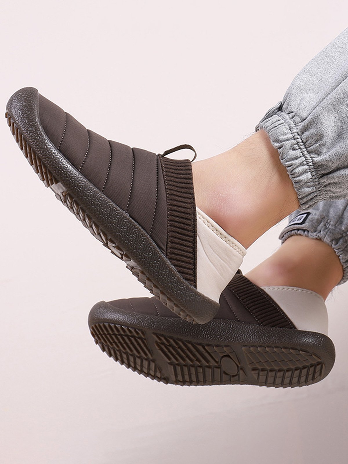 Plus Size Unisex Warm Embossed Slip On Flat Shoes