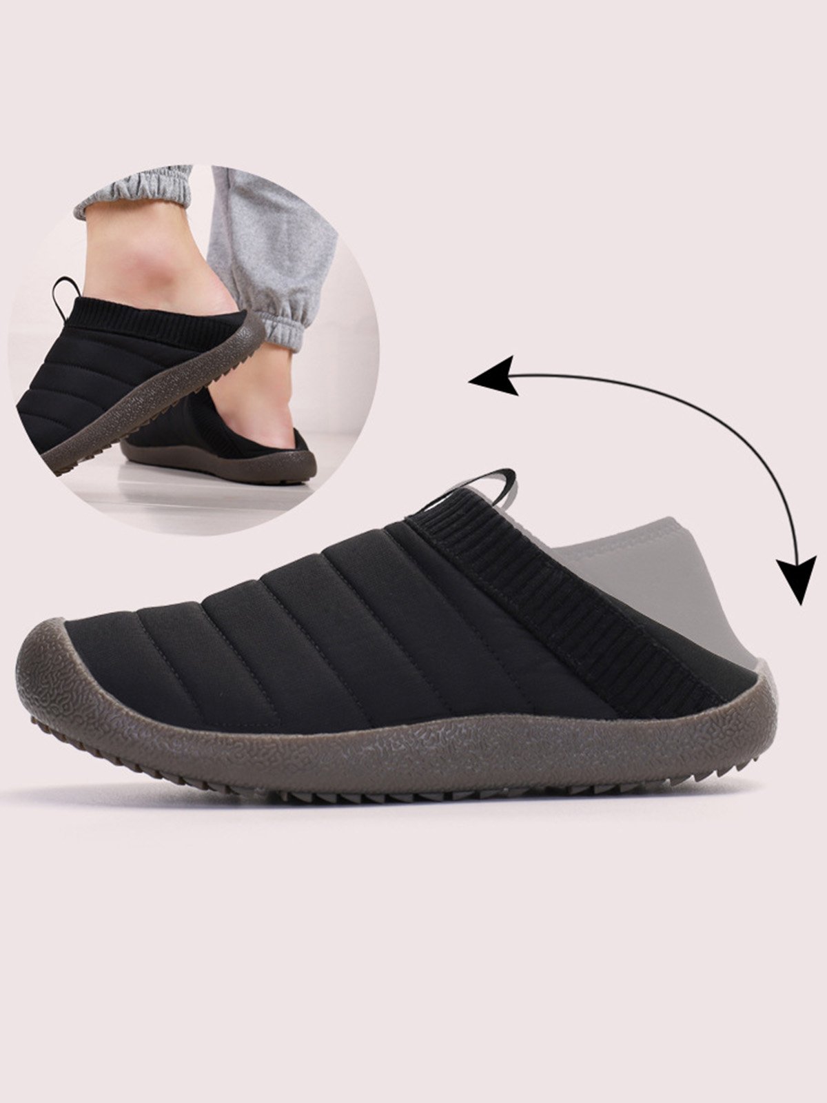 Plus Size Unisex Warm Embossed Slip On Flat Shoes