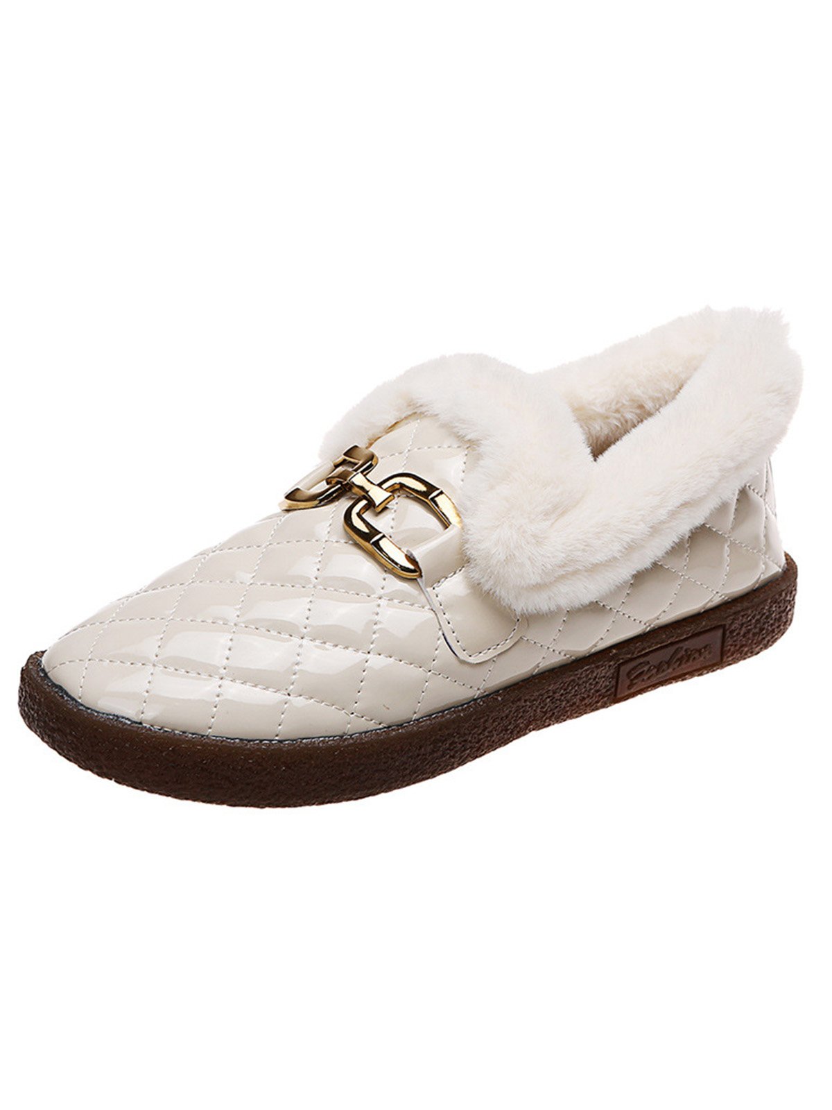 Women's Winter Furry Lined Slip On Flat Shoes