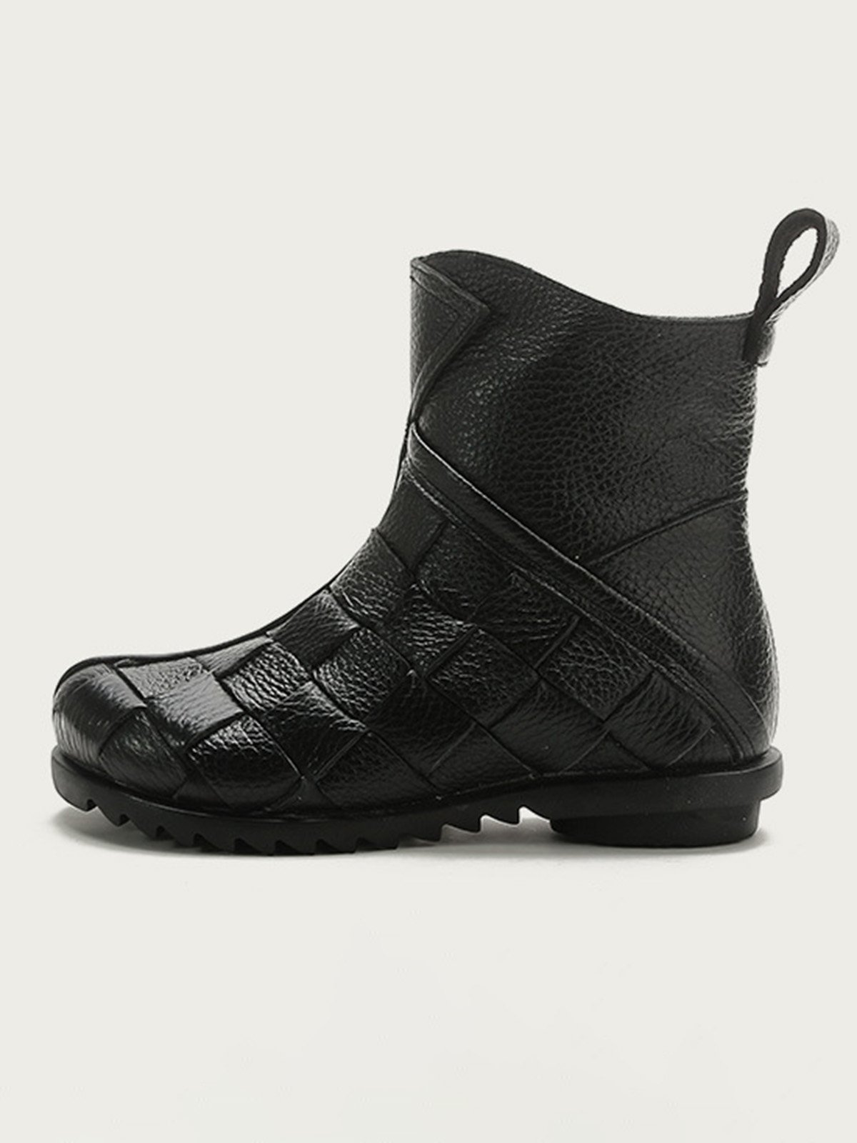 Womens's Braided Warm Lined Cowhide Leather Boots