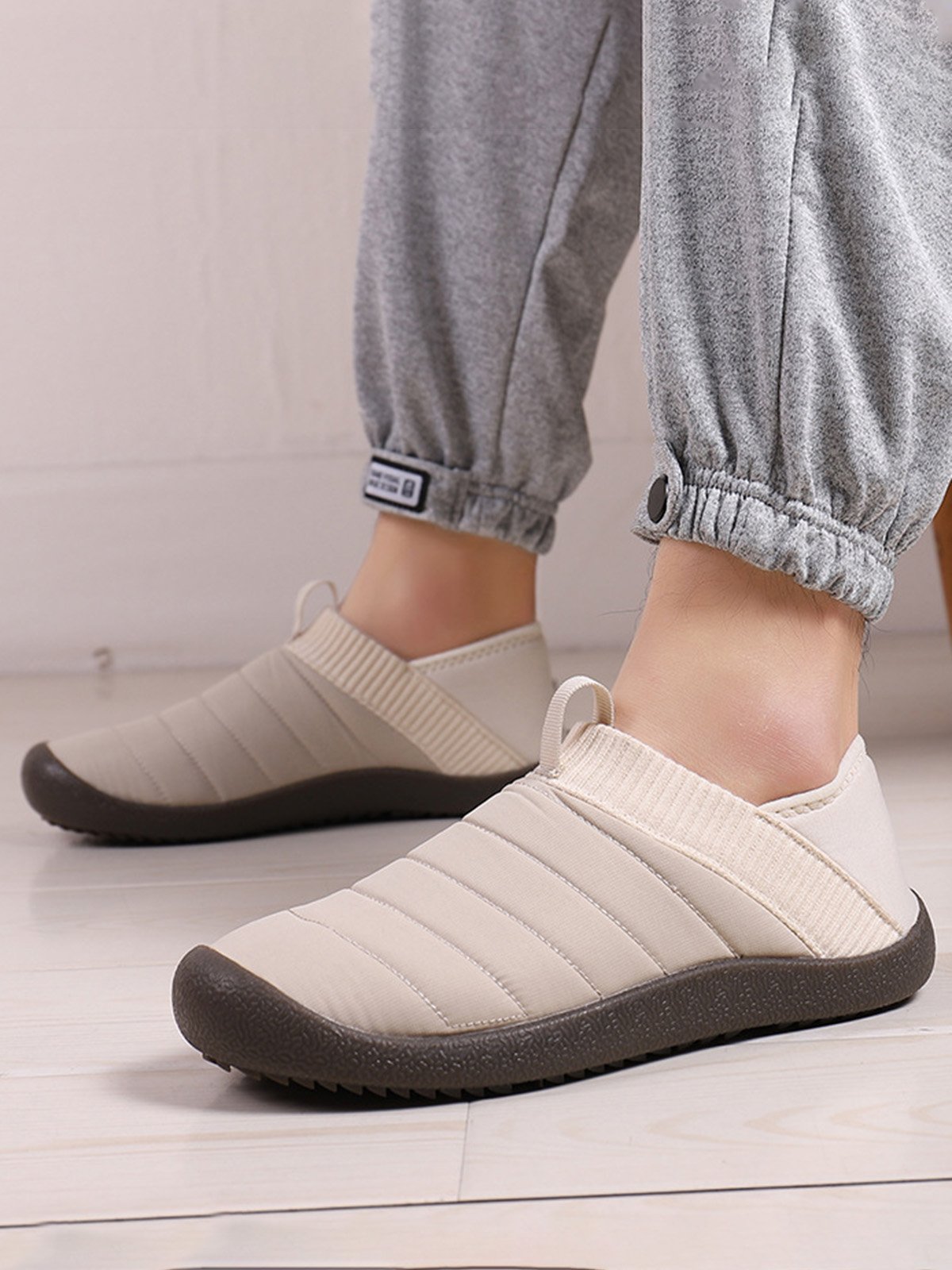 Plus Size Unisex Warm Embossed Slip On Flat Shoes