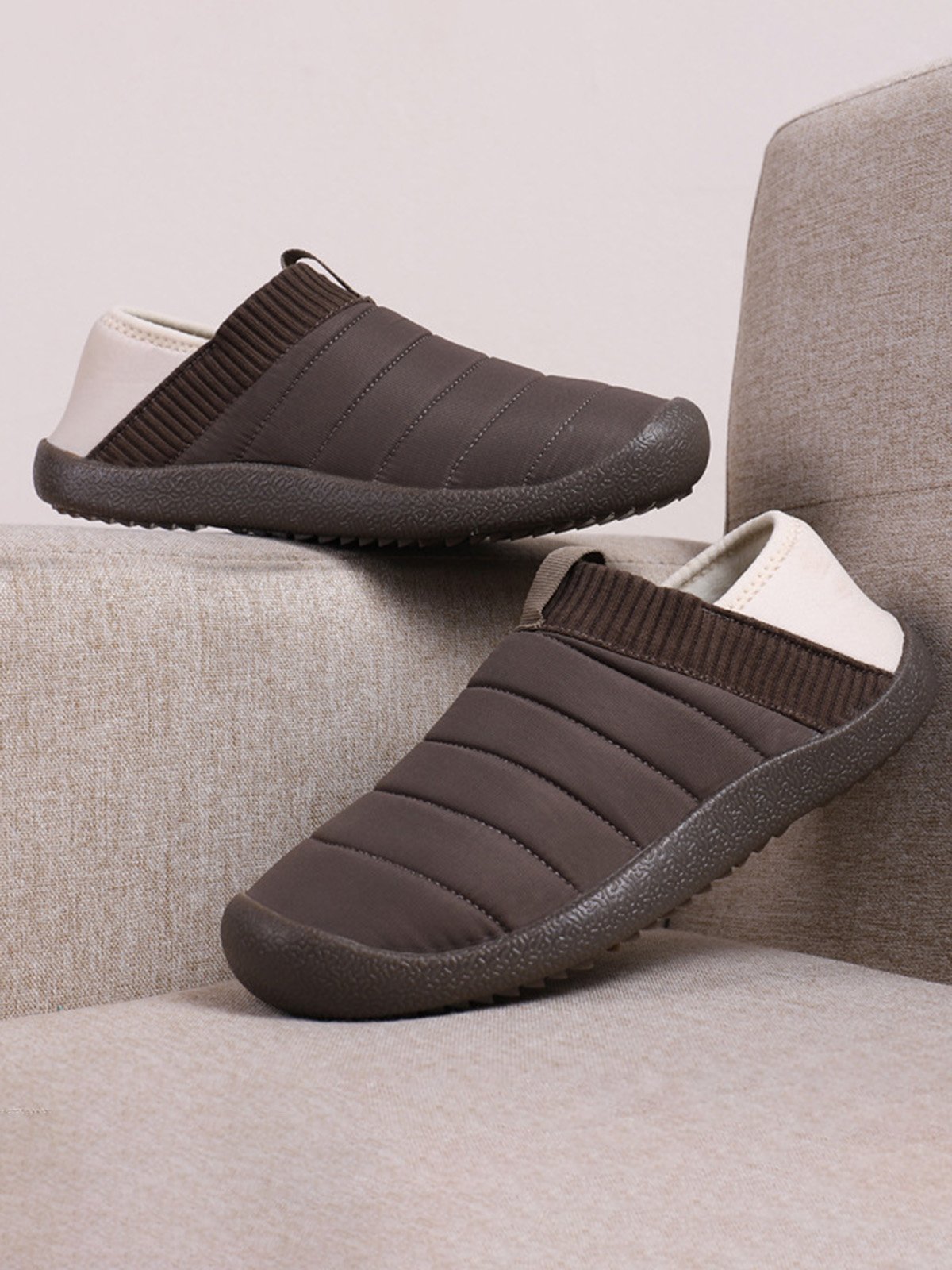 Plus Size Unisex Warm Embossed Slip On Flat Shoes