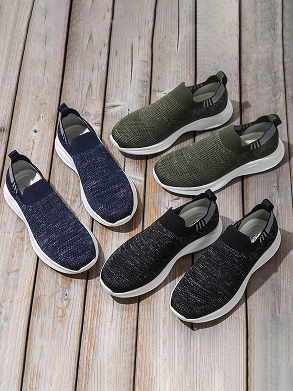 Plus Size Breathable Mesh Fabric Slip On Sneakers