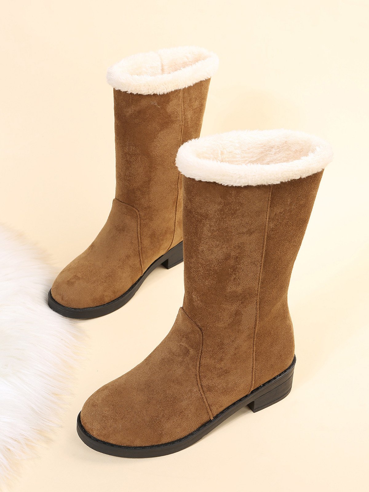 Plus Size Winter Casual Slip On Warm Lined Snow Boots