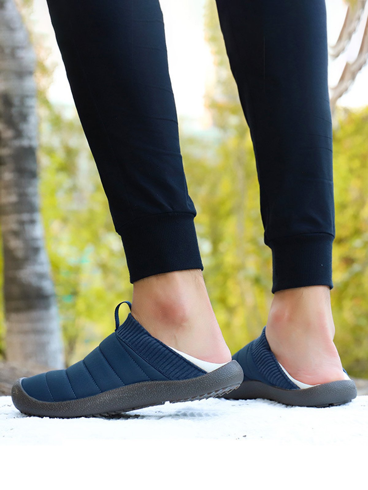 Plus Size Unisex Warm Embossed Slip On Flat Shoes
