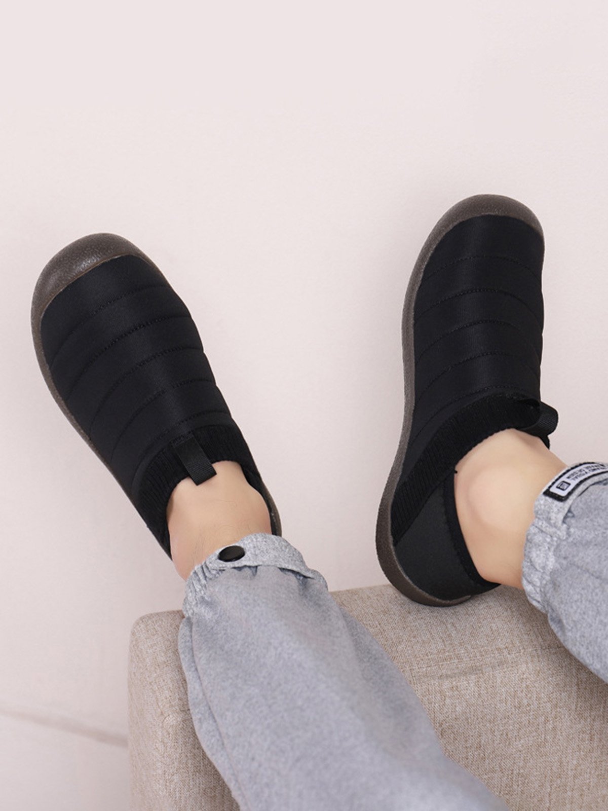 Plus Size Unisex Warm Embossed Slip On Flat Shoes