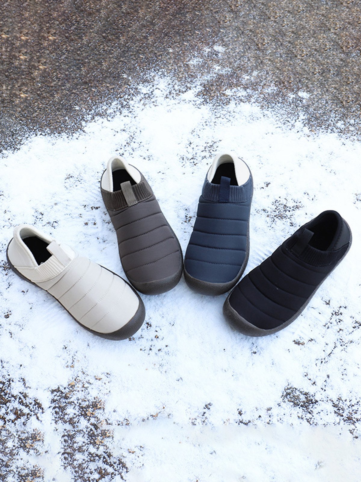 Plus Size Unisex Warm Embossed Slip On Flat Shoes