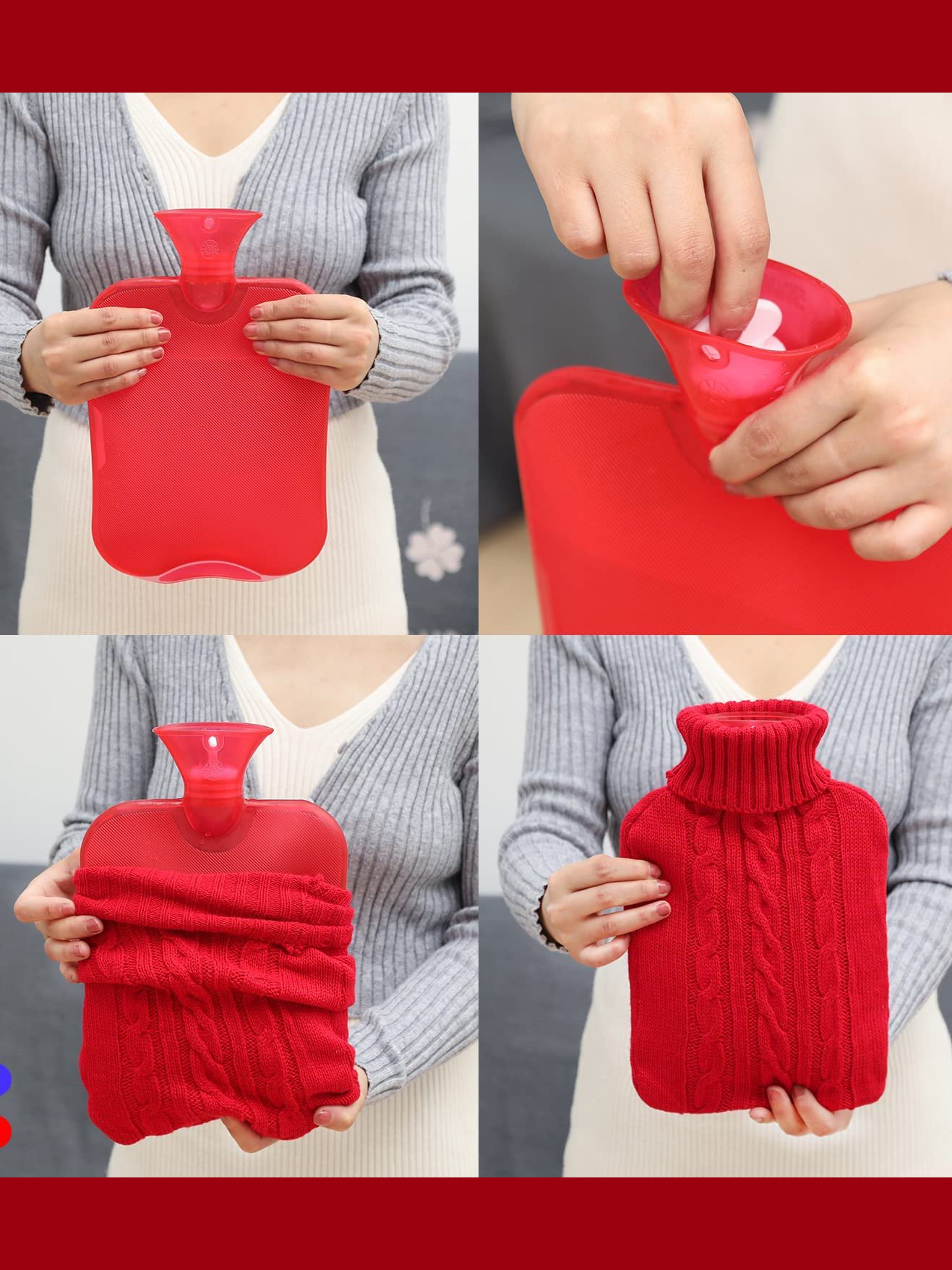 Winter Home Large Capacity Water Injection Explosion-proof Water Bag Braided Twist Pattern Hand Warmer