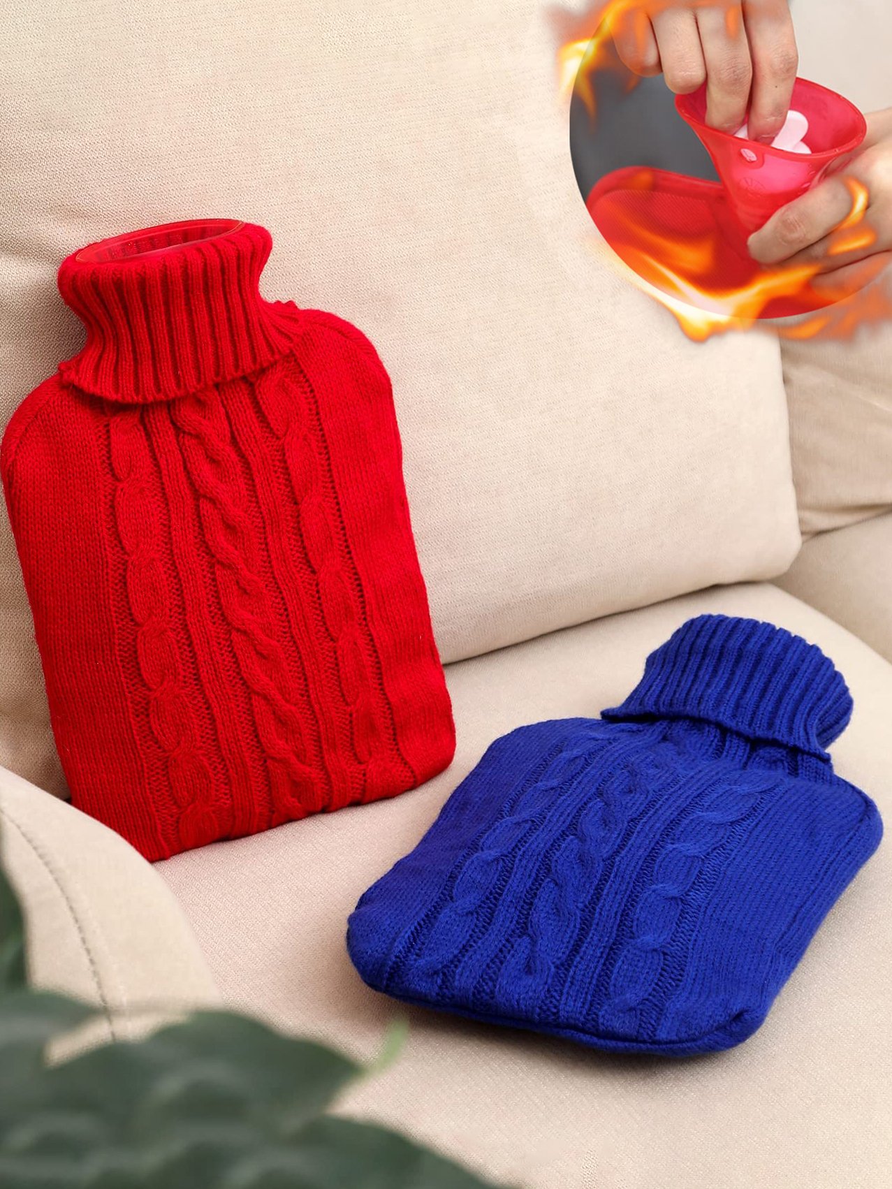 Winter Home Large Capacity Water Injection Explosion-proof Water Bag Braided Twist Pattern Hand Warmer