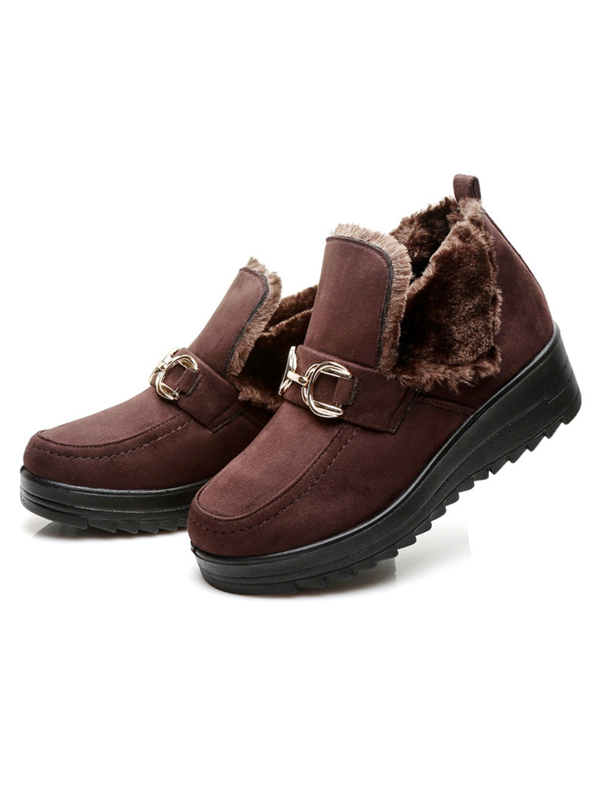 Women's Metal Decoration Warm Lined Slip On Snow Boots