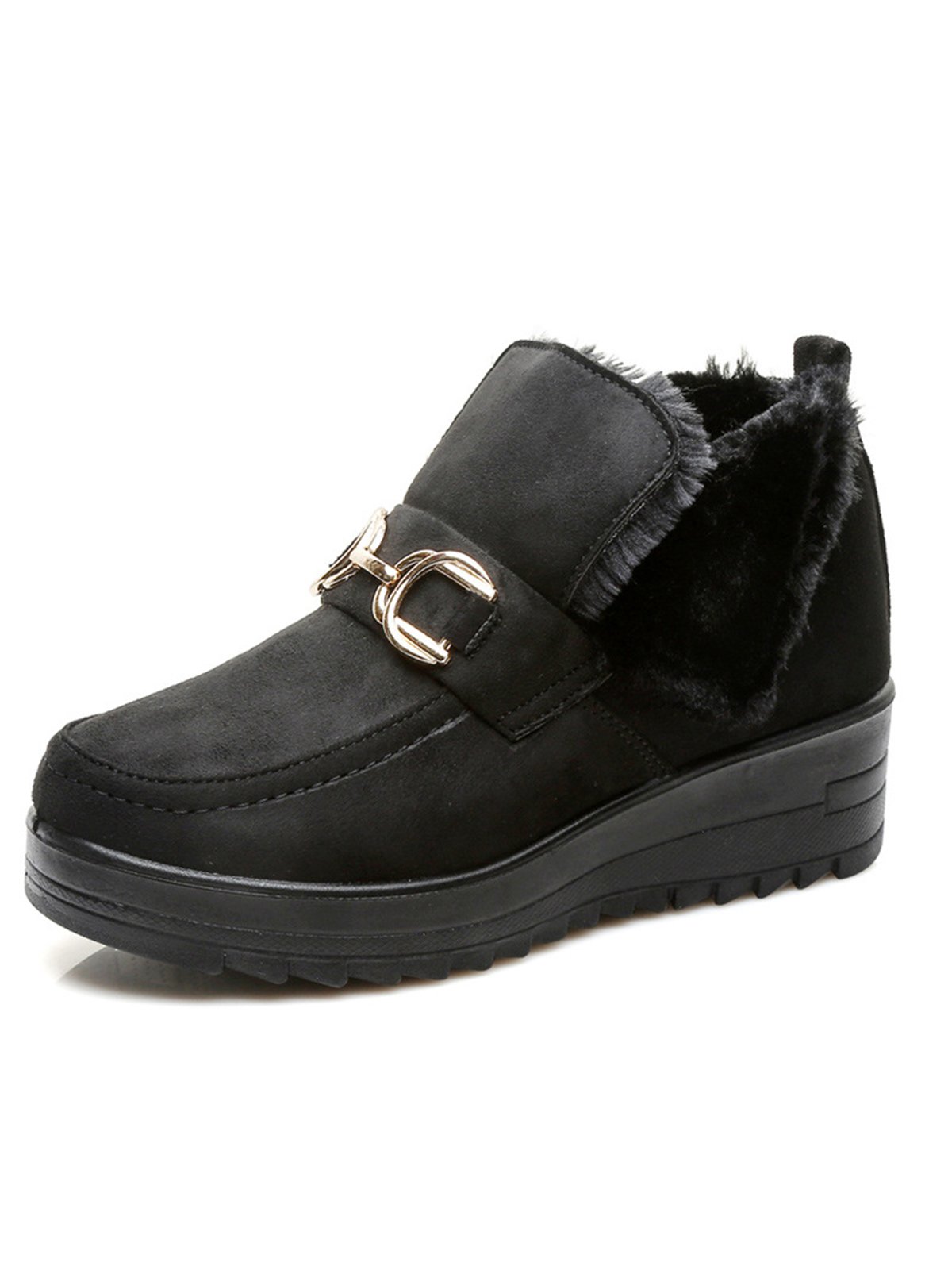 Women's Metal Decoration Warm Lined Slip On Snow Boots