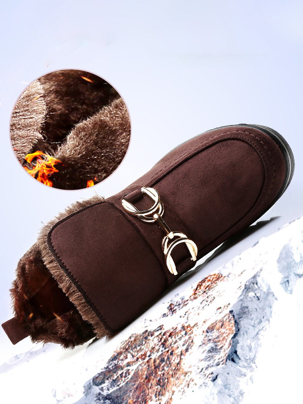 Women's Metal Decoration Warm Lined Slip On Snow Boots