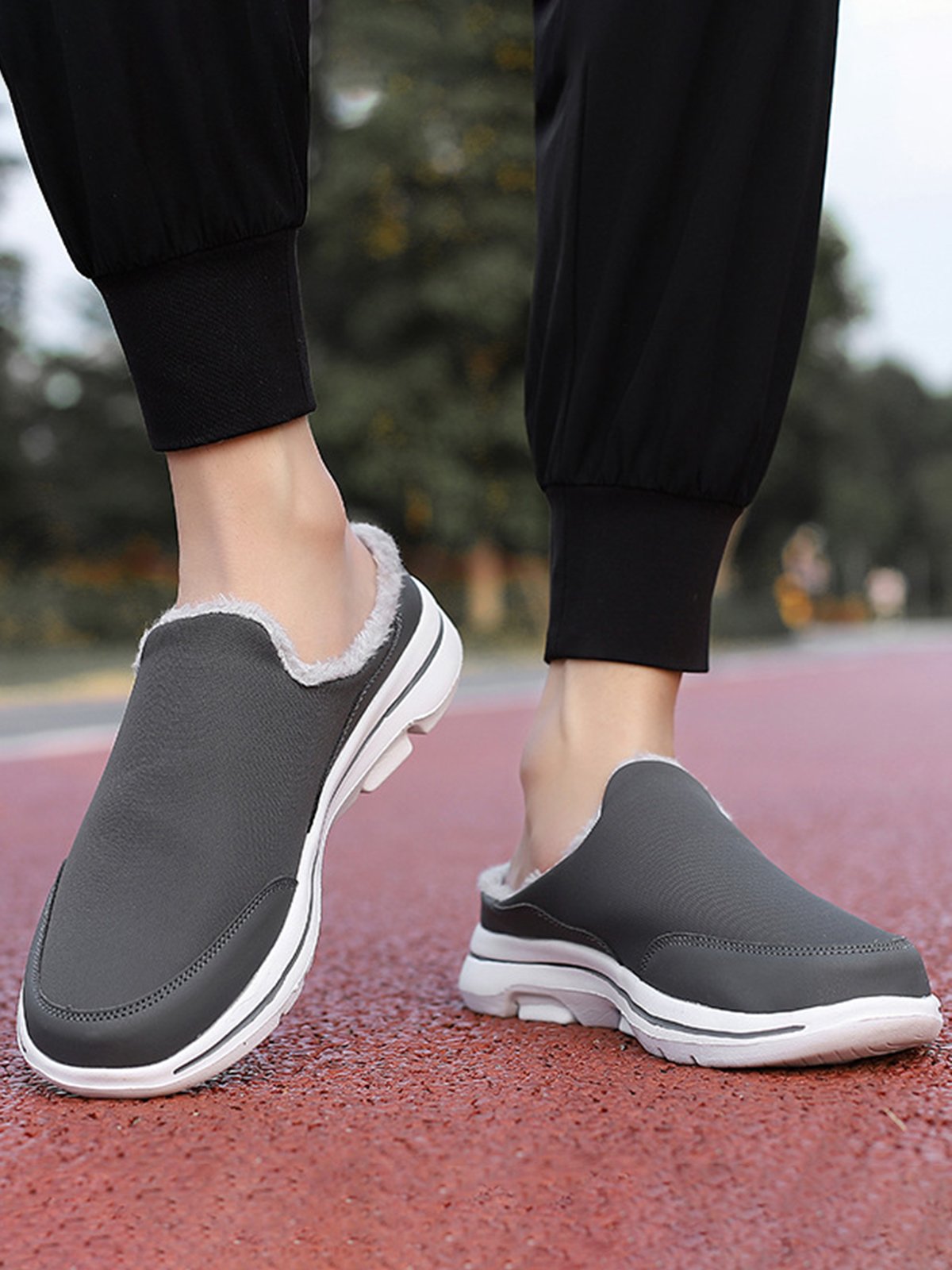 Plus Size Unisex Waterproof Fabric Warm Lined Casual Slippers
