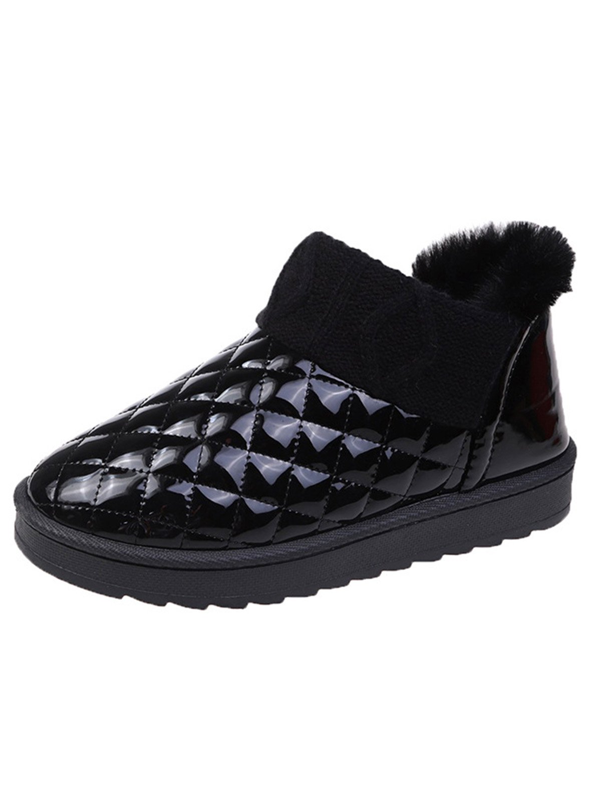 Casual Embossed Knit Panel Snow Booties