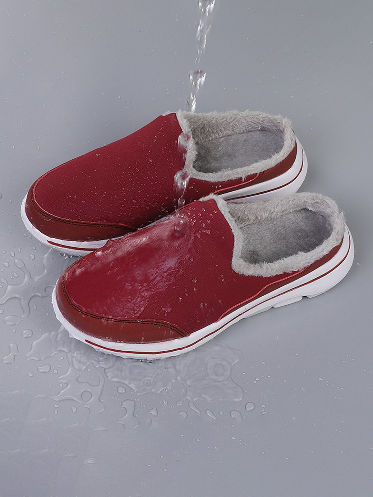 Plus Size Unisex Waterproof Fabric Warm Lined Casual Slippers