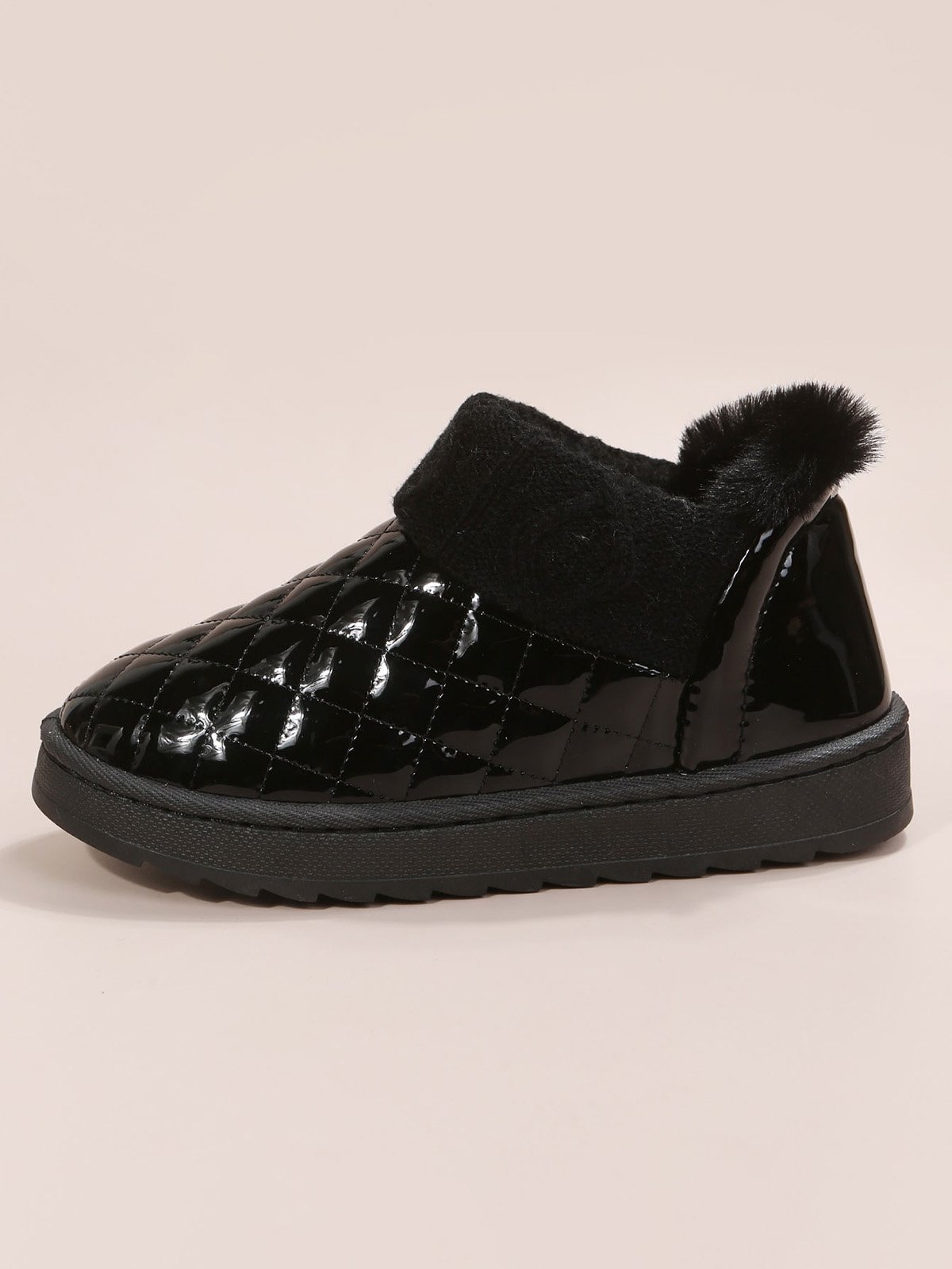 Casual Embossed Knit Panel Snow Booties