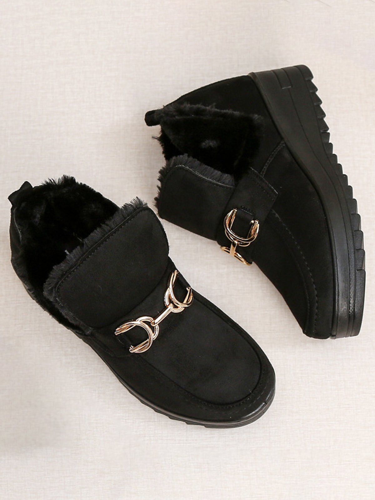 Women's Metal Decoration Warm Lined Slip On Snow Boots