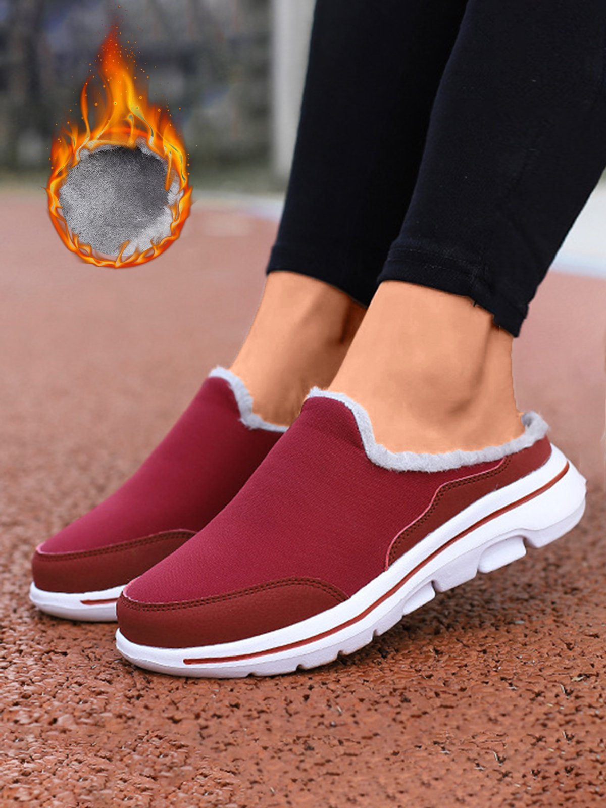 Plus Size Unisex Waterproof Fabric Warm Lined Casual Slippers