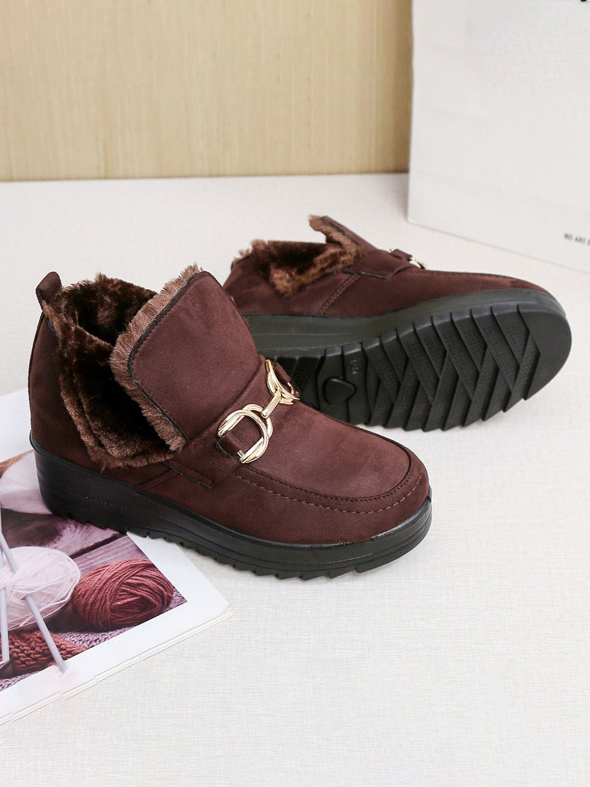 Women's Metal Decoration Warm Lined Slip On Snow Boots