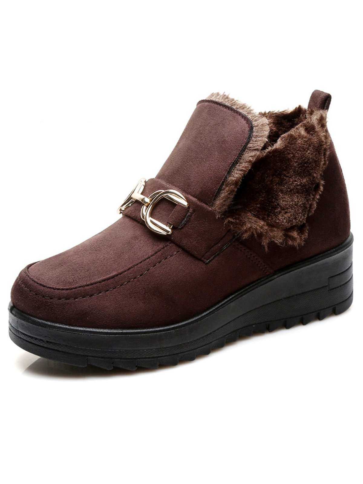Women's Metal Decoration Warm Lined Slip On Snow Boots