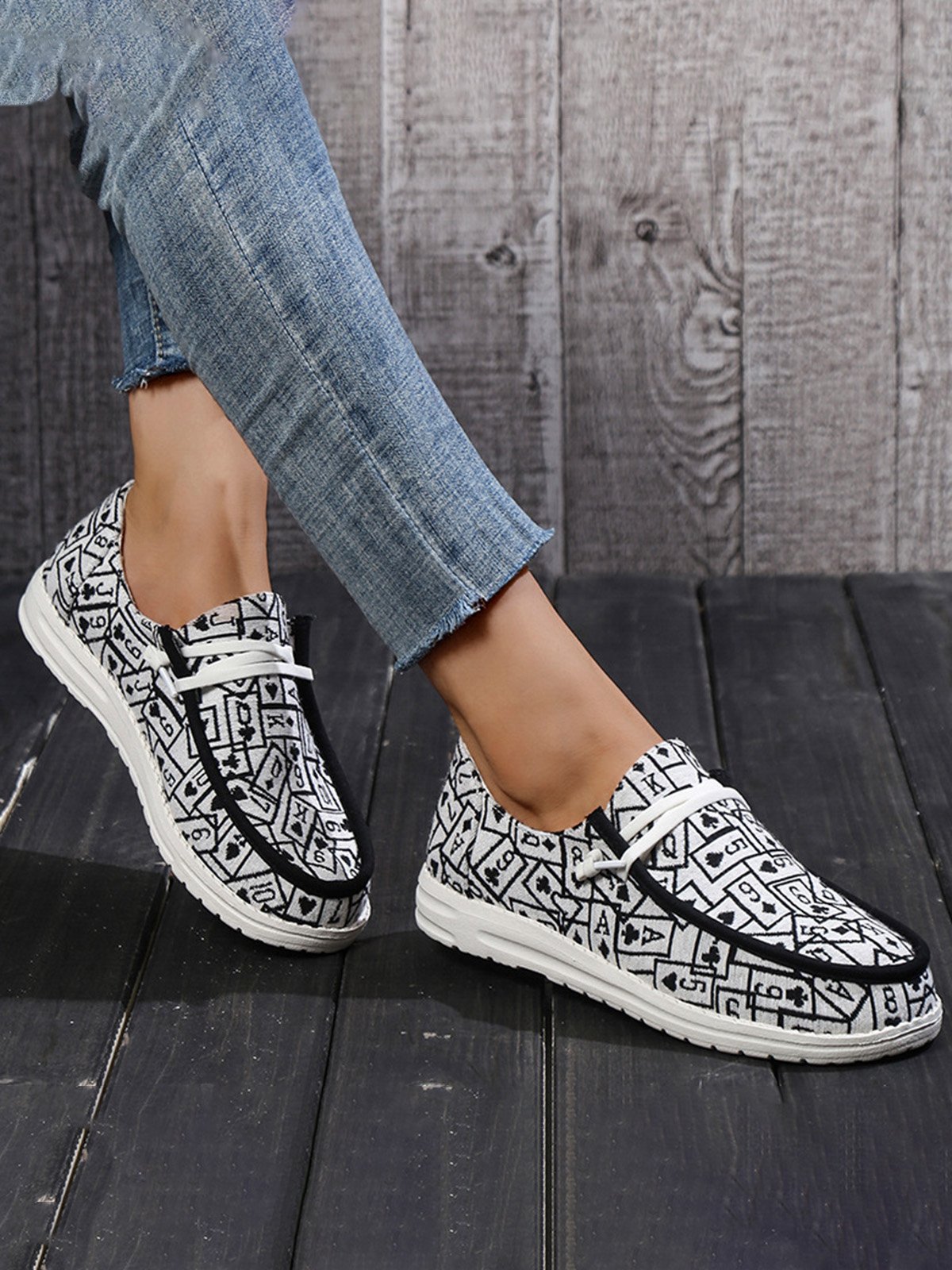 Plus Size Printing Comfy Slip On Canvas Boat Shoes