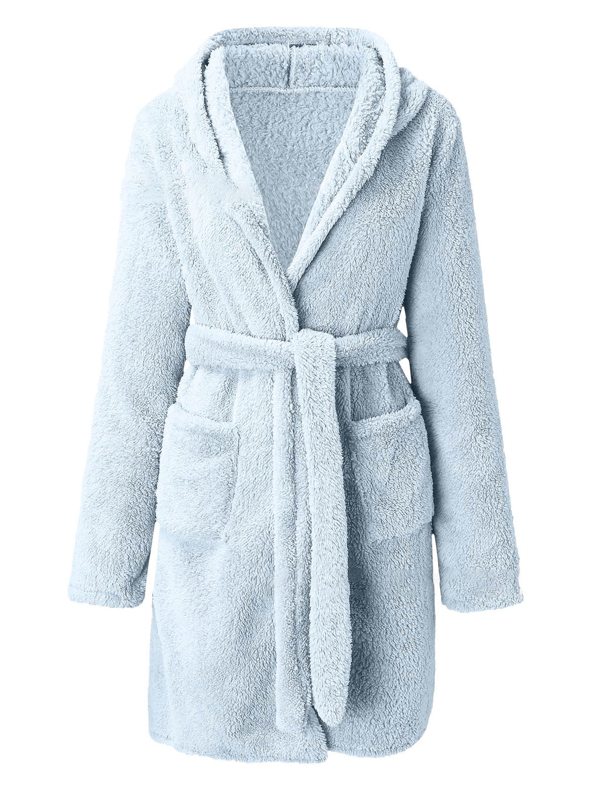 Plush Pajamas Solid Color Hooded Home Clothes Warm Robes Plus Size