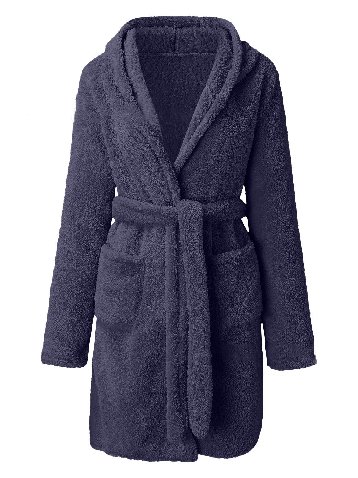 Plush Pajamas Solid Color Hooded Home Clothes Warm Robes Plus Size