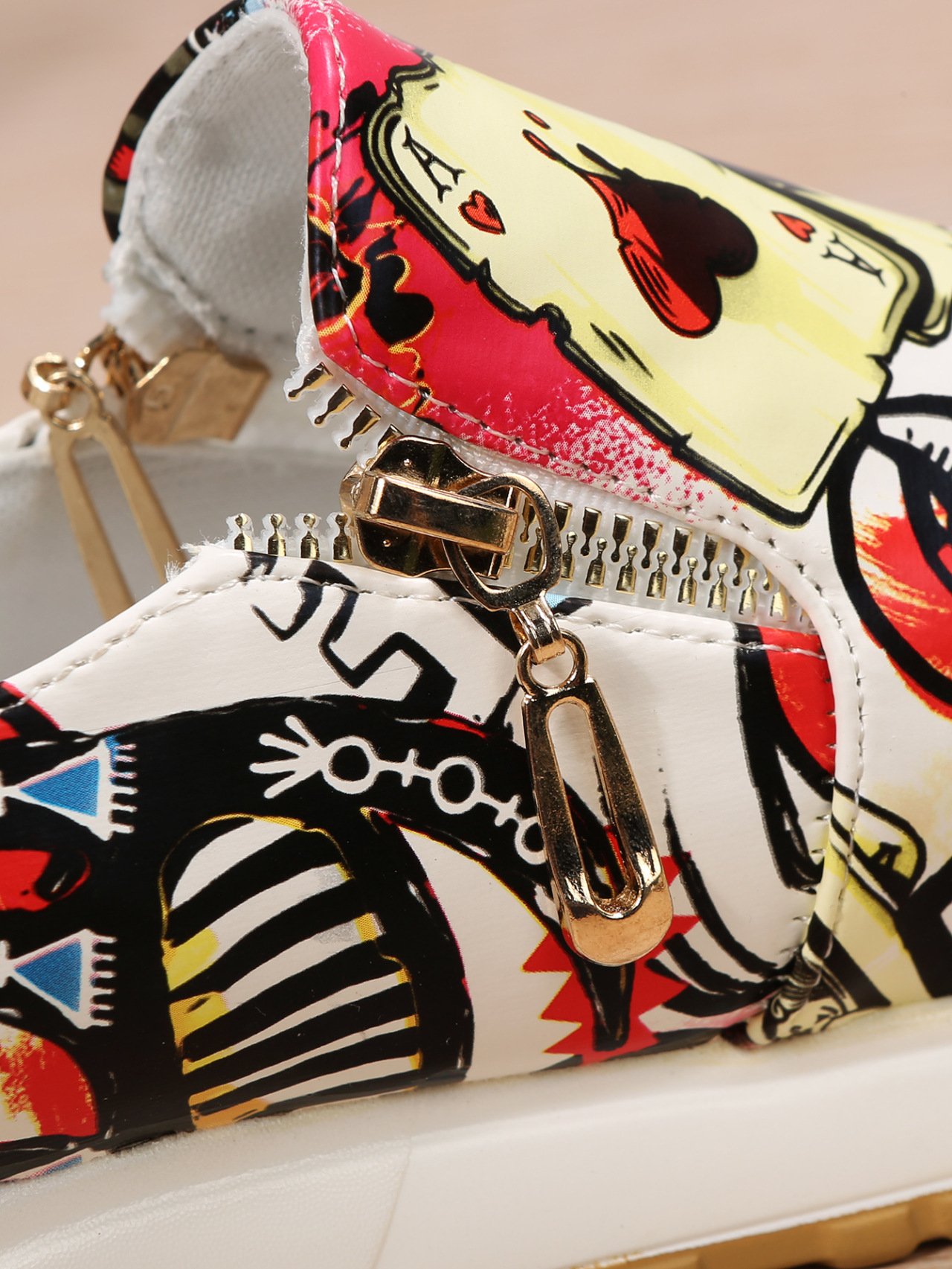 Women's Casual Printing Zip Up Flat Shoes