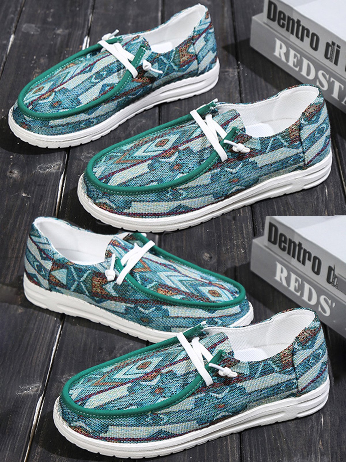 Plus Size Printing Comfy Slip On Canvas Boat Shoes
