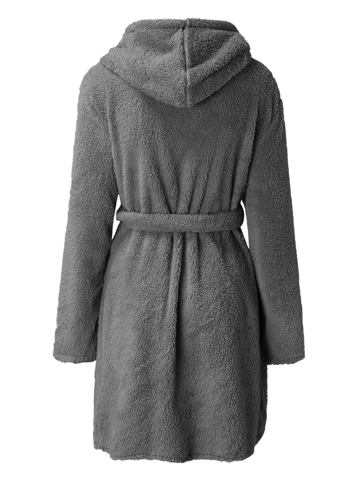 Plush Pajamas Solid Color Hooded Home Clothes Warm Robes Plus Size