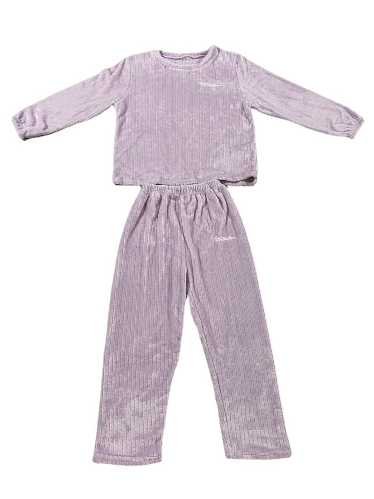 Flannel Thermal Pajamas Long Sleeve Pants Homewear Set Plus Size