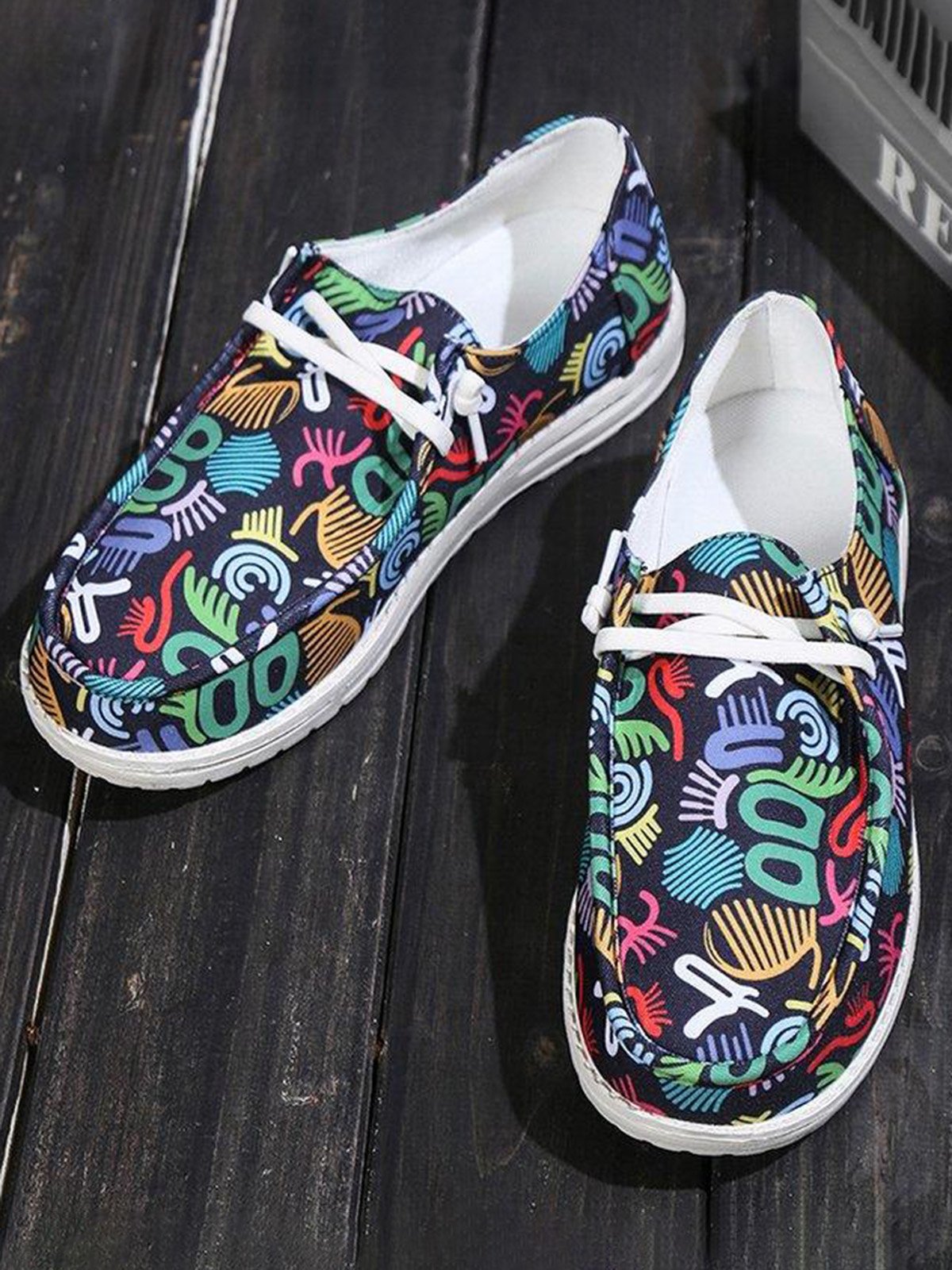 Plus Size Printing Comfy Slip On Canvas Boat Shoes
