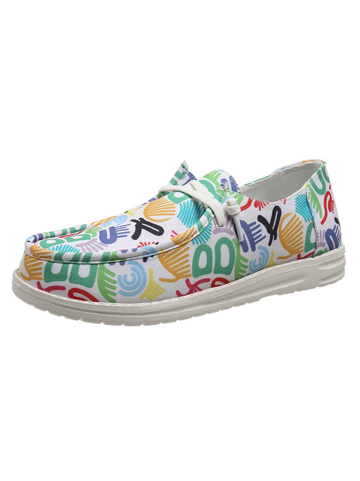 Plus Size Printing Comfy Slip On Canvas Boat Shoes