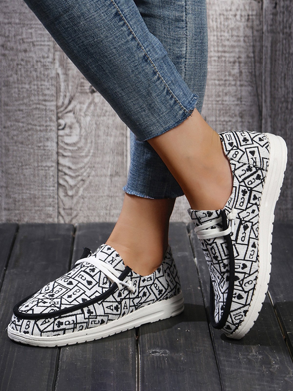 Plus Size Printing Comfy Slip On Canvas Boat Shoes