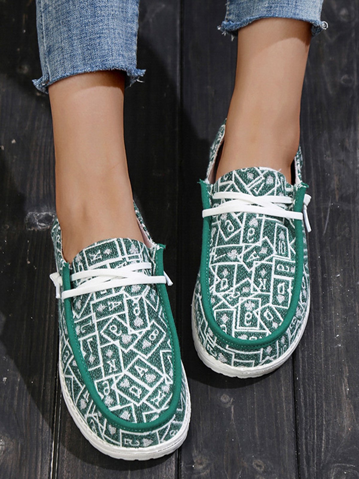 Plus Size Printing Comfy Slip On Canvas Boat Shoes