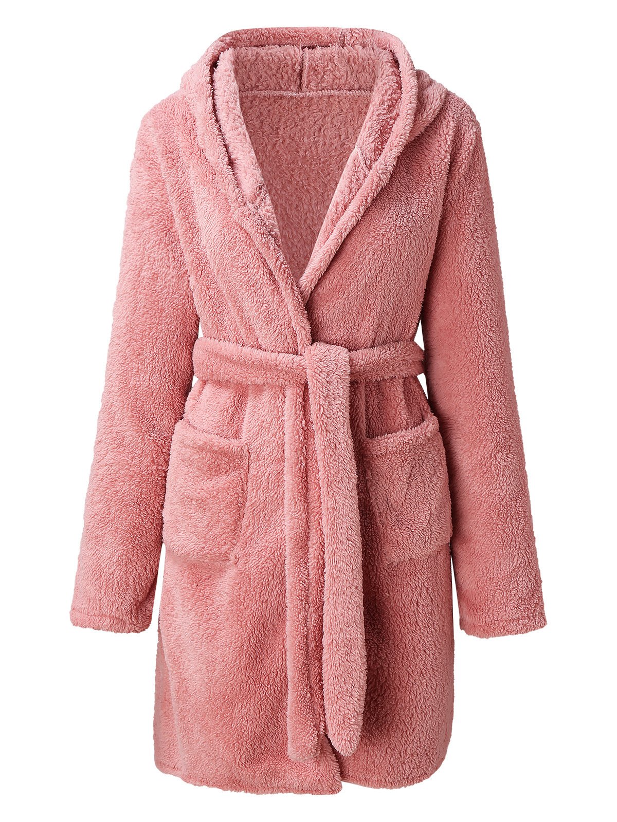 Plush Pajamas Solid Color Hooded Home Clothes Warm Robes Plus Size