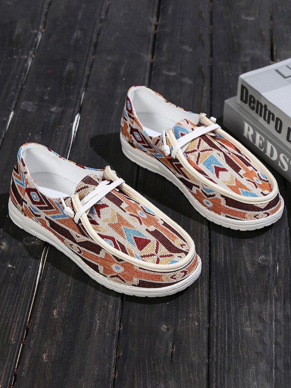 Plus Size Printing Comfy Slip On Canvas Boat Shoes