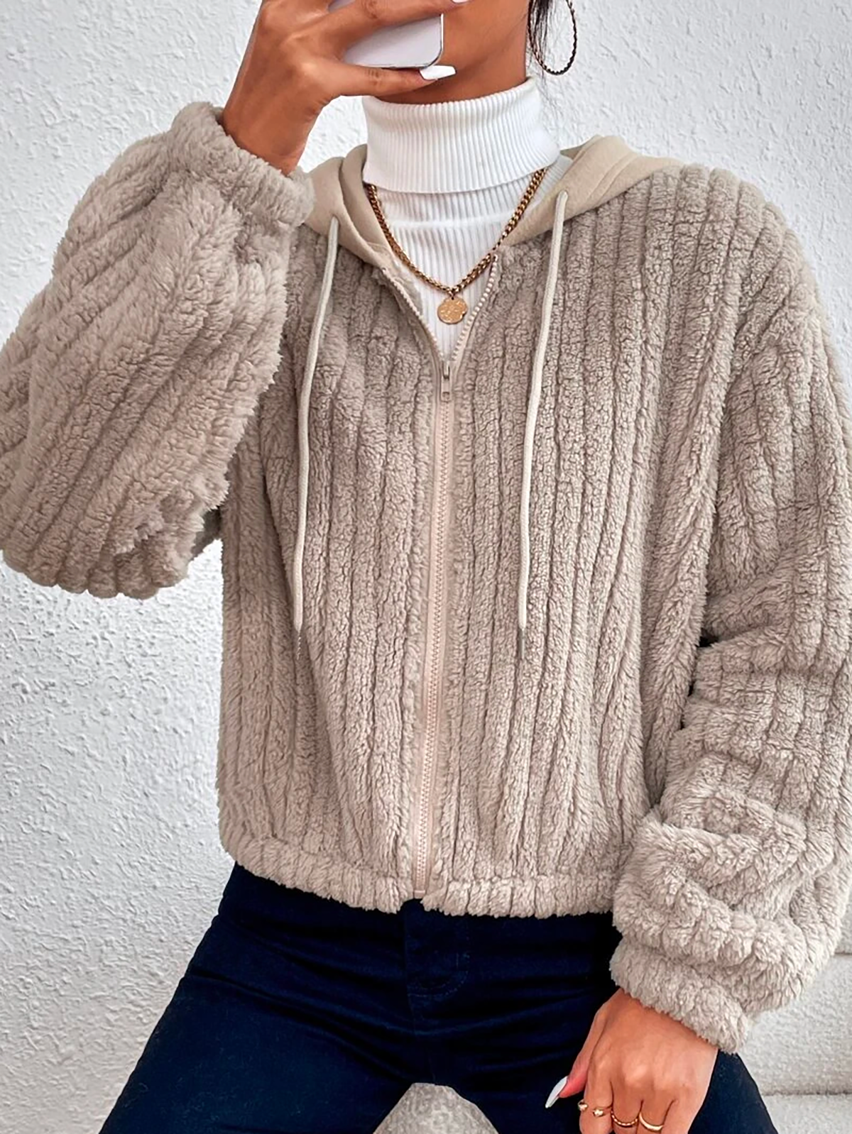 Hooded Casual Teddy Jacket