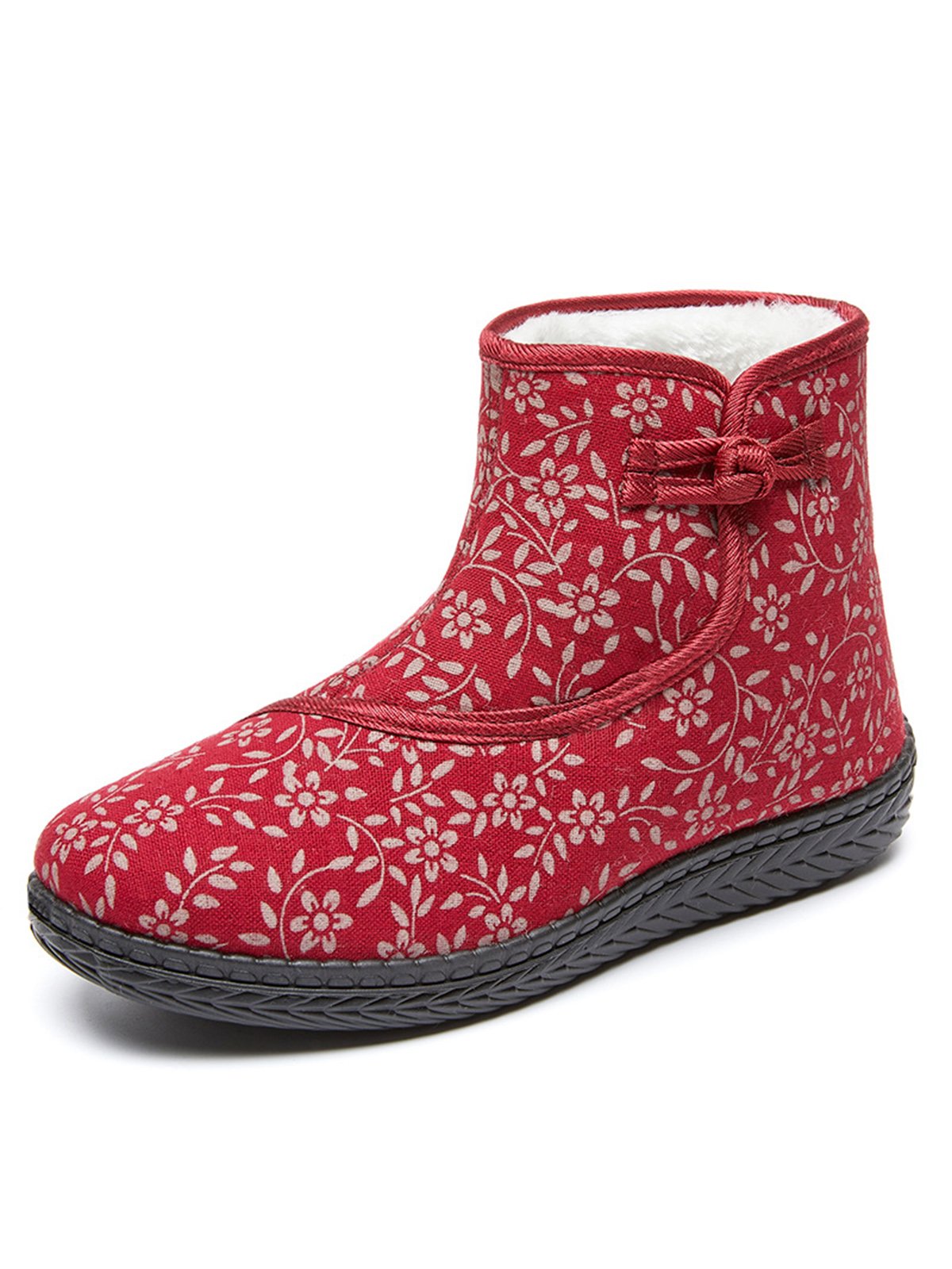 Ethnic Style Plant Graphics Warm Plus Velvet Outdoor Snow Boots