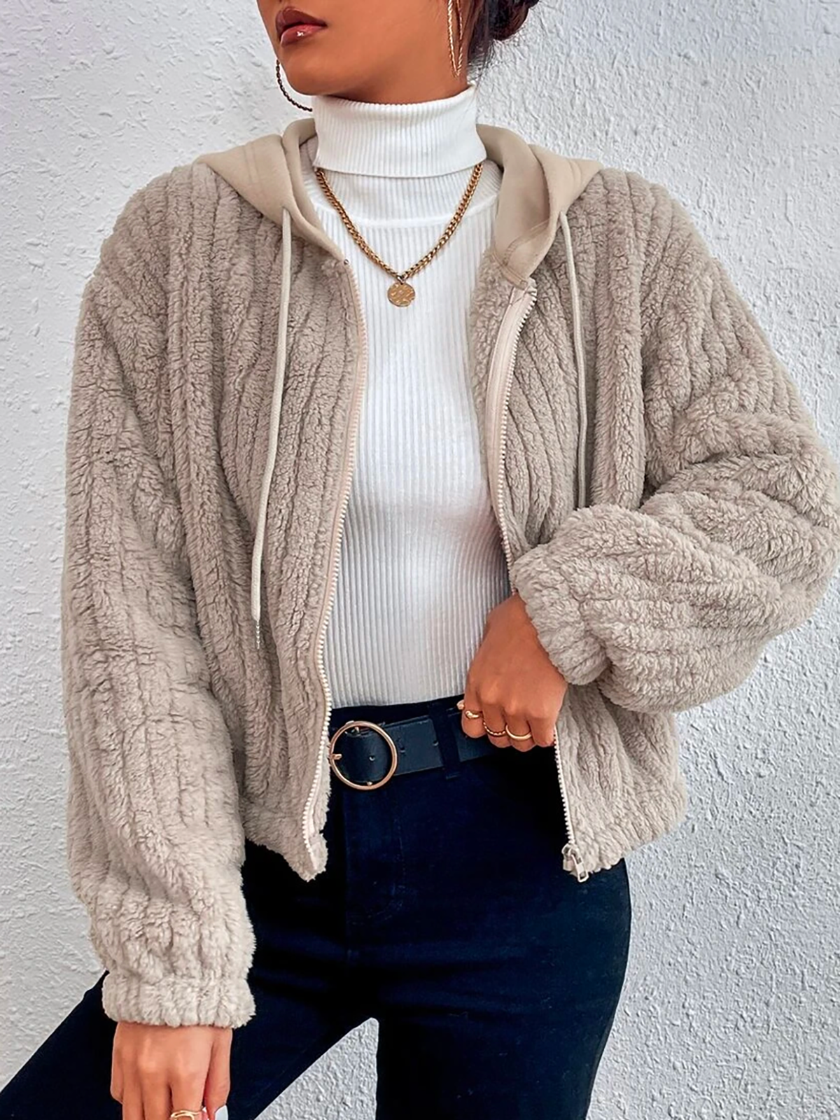 Hooded Casual Teddy Jacket