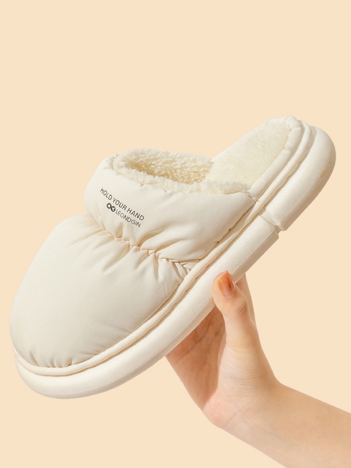 Couple Down Waterproof Plus Velvet Home Slippers