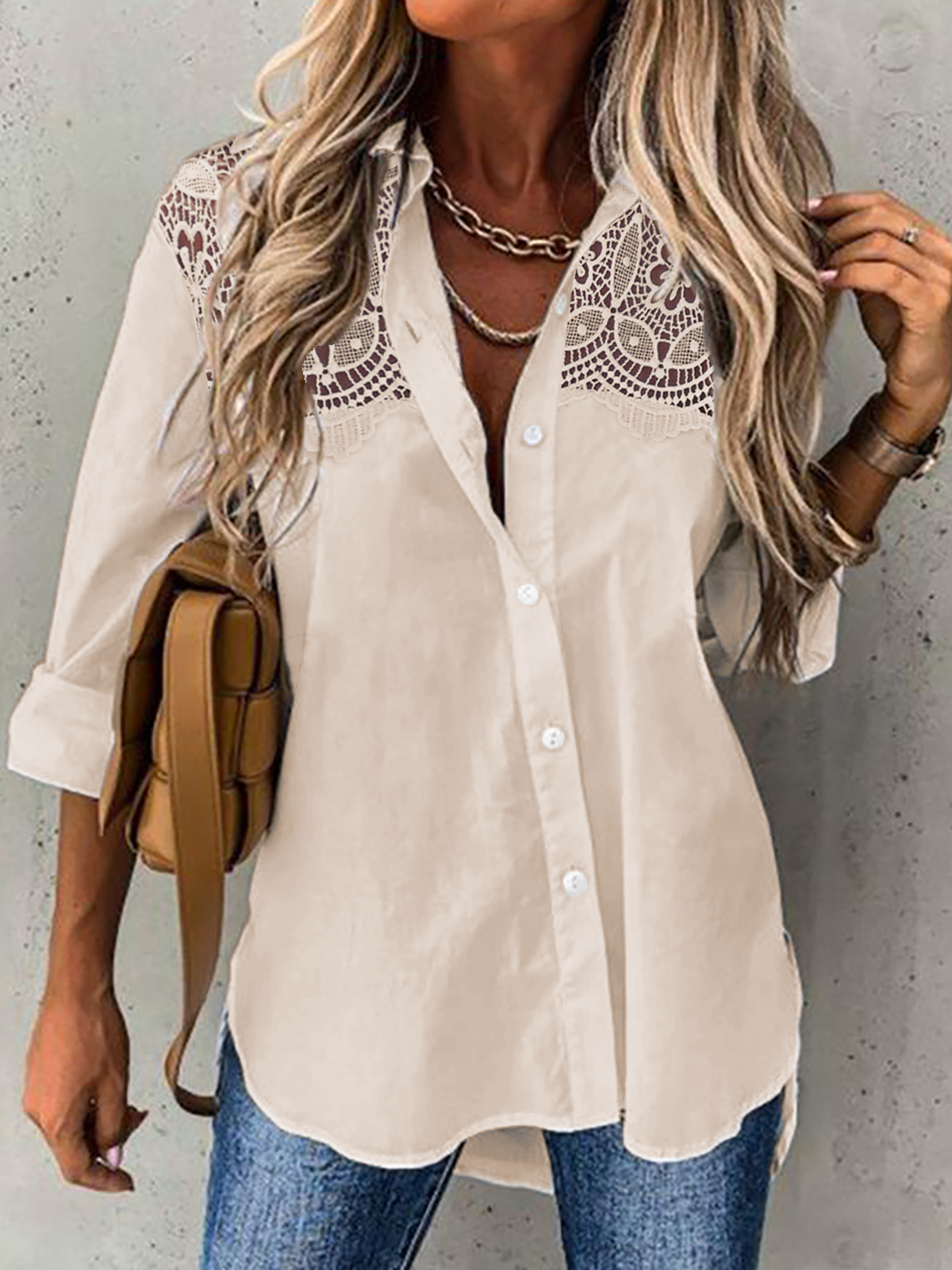 Women Casual Plain Autumn Loose Hot List Long sleeve Regular Regular Regular Size Blouse