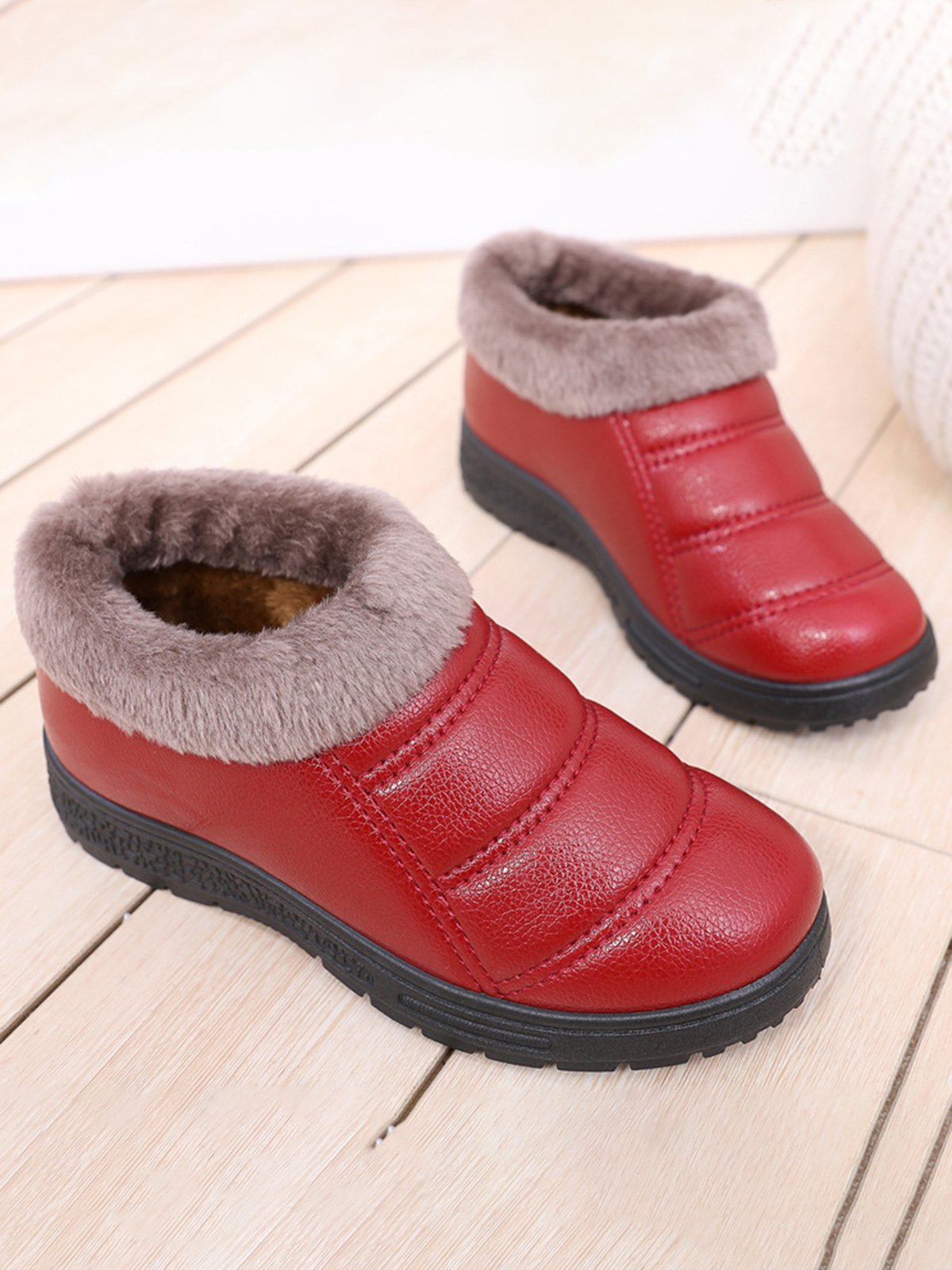 Simple Casual Warm Plush Ankle Boots