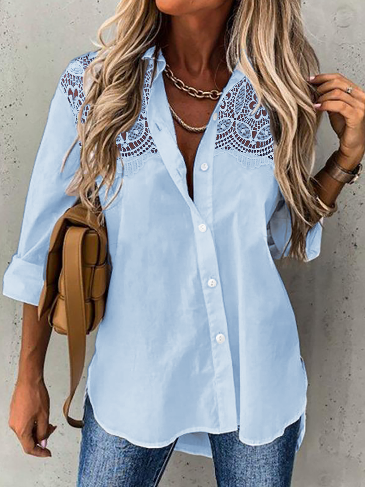Women Casual Plain Autumn Loose Hot List Long sleeve Regular Regular Regular Size Blouse