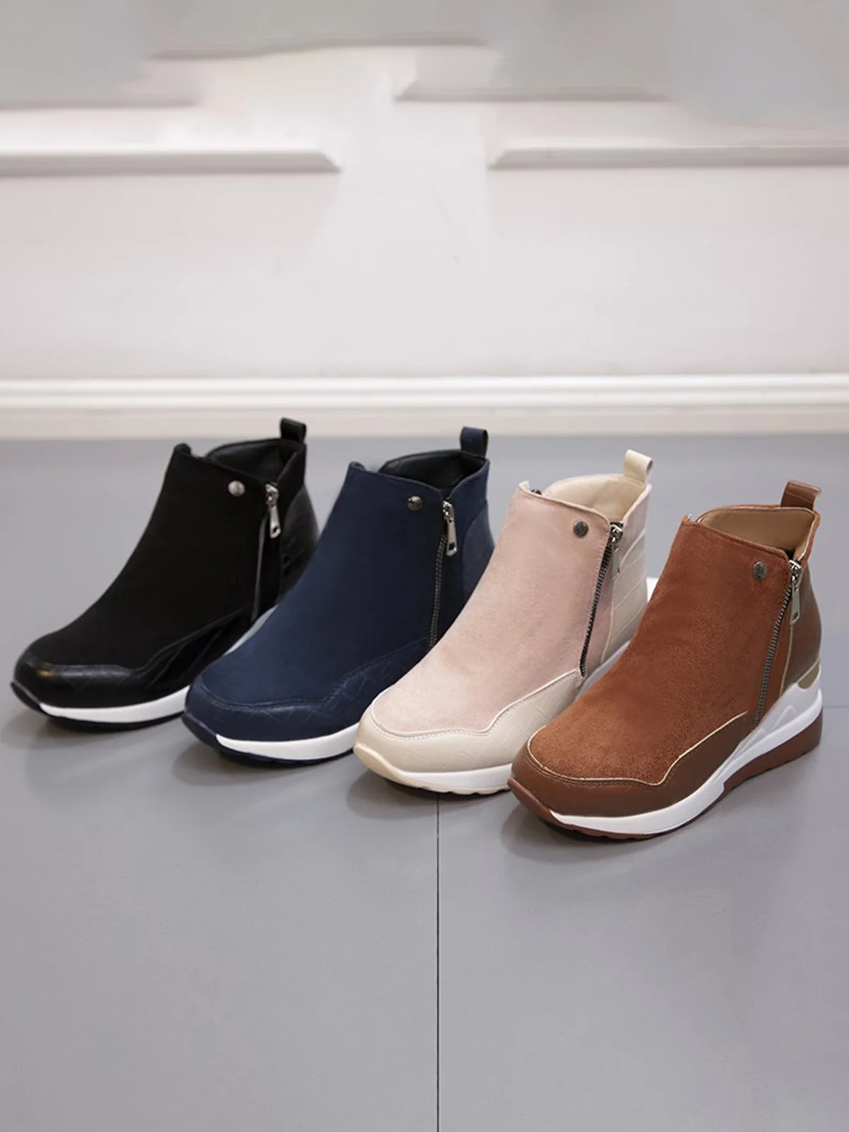 Faux Suede Panel Sports Booties