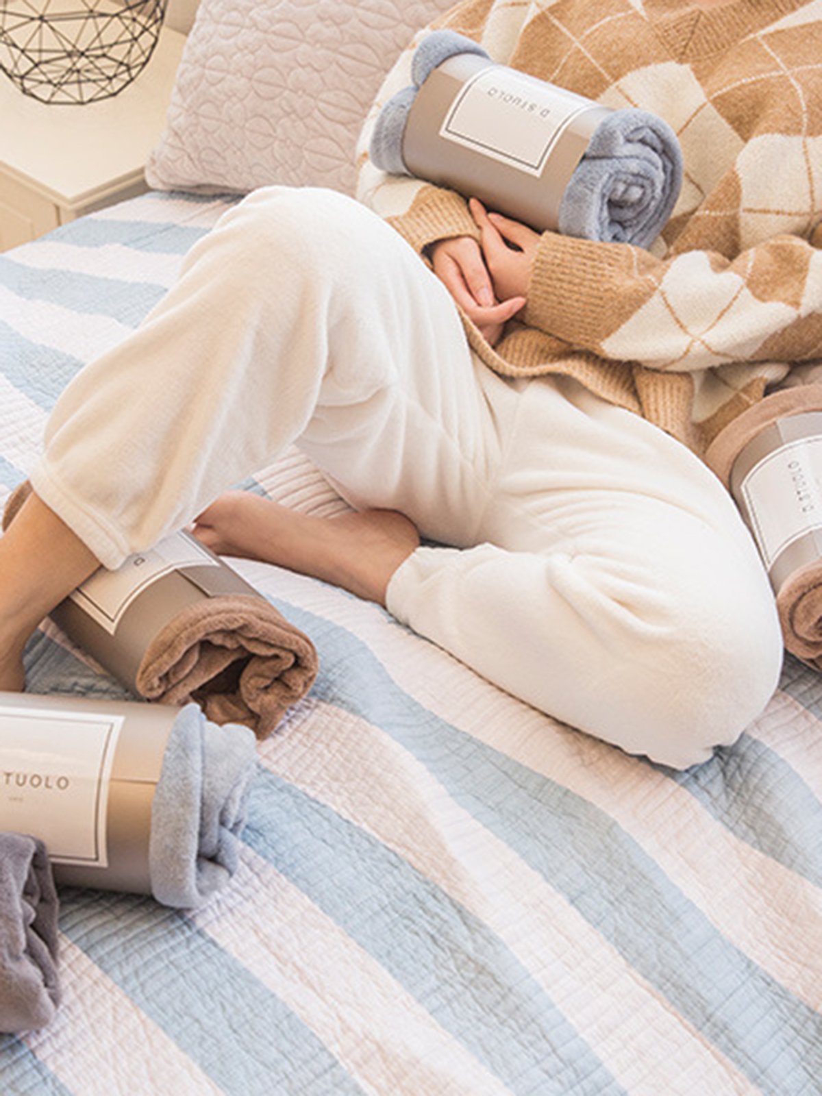 Home Warmth Thickened Coral Fleece Trousers
