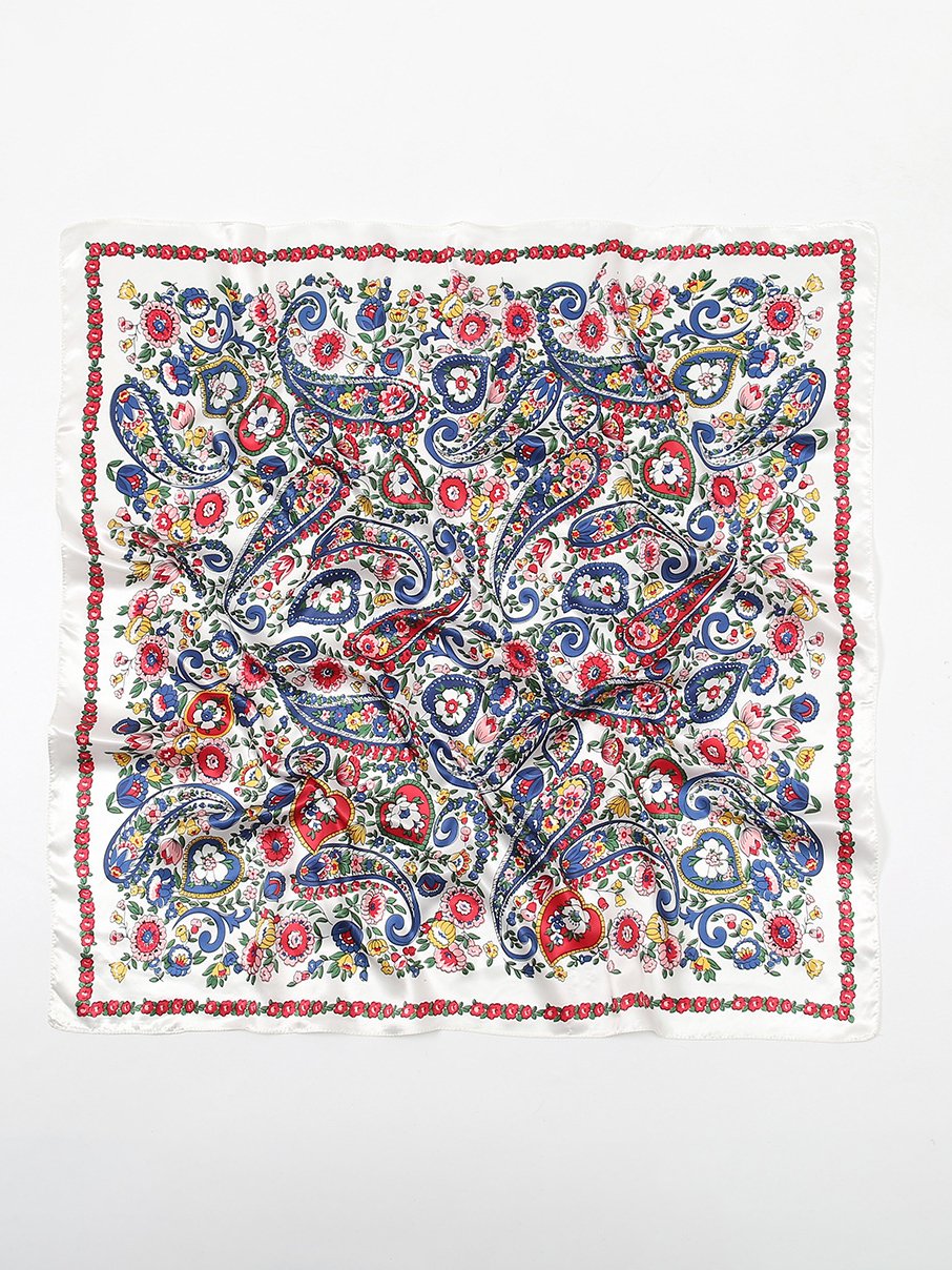 Boho Casual Cashew Flower Ethnic Pattern Paisley Silk Scarf Hawaiian Vacation Accessories