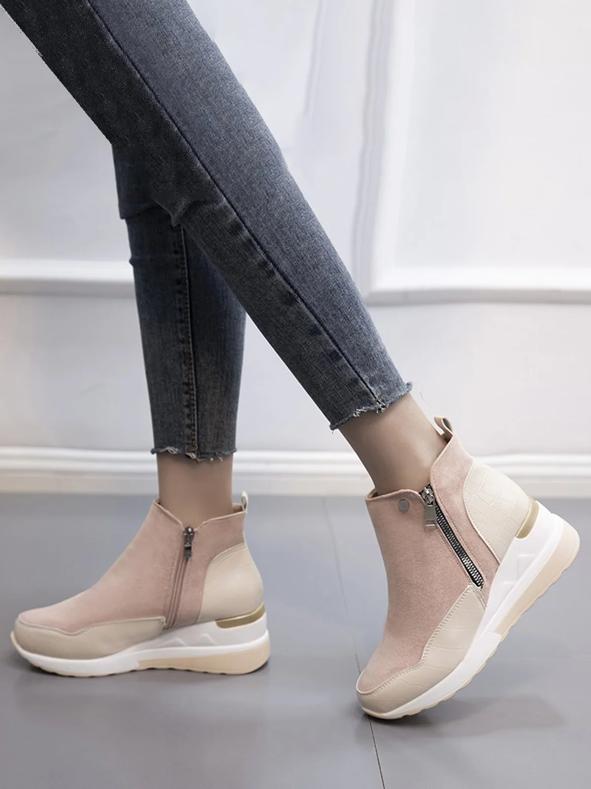 Faux Suede Panel Sports Booties