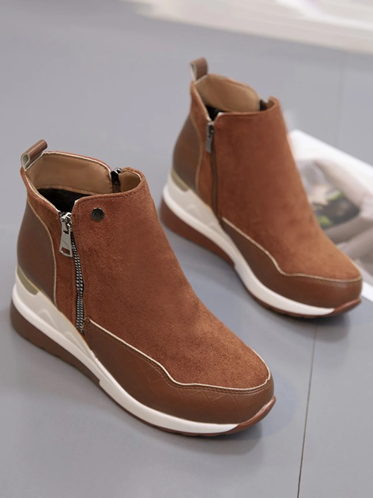Faux Suede Panel Sports Booties